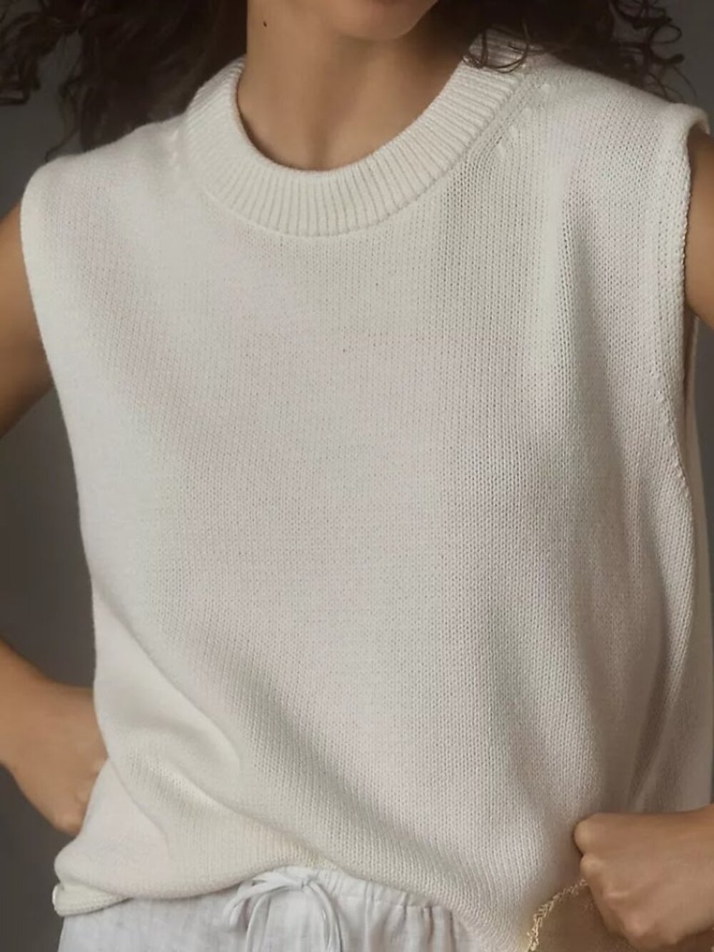 Velvet by Graham & Spencer Aster Sweater Tank Coastal Grandma Neutral Women's L - Picture 3 of 11